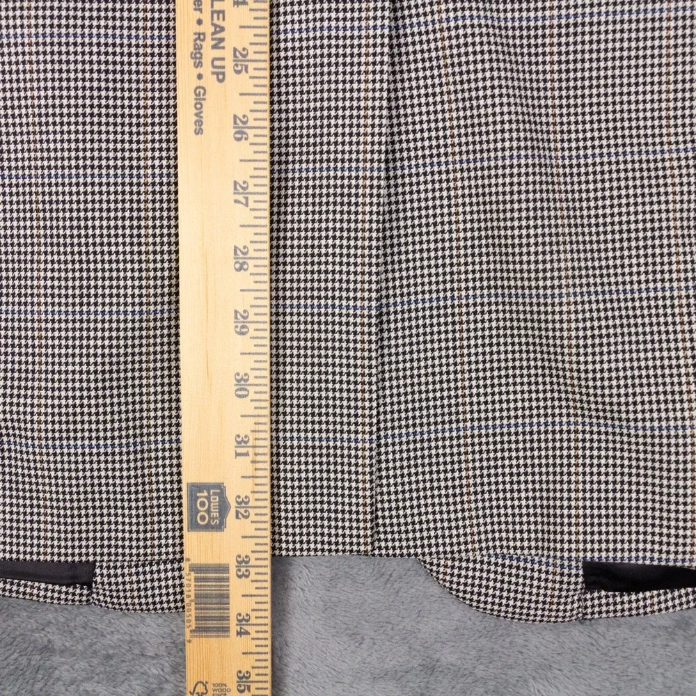 Jos A Bank Sport Coat Mens 46L White Black Silk Wool Houndstooth Blazer Jacket